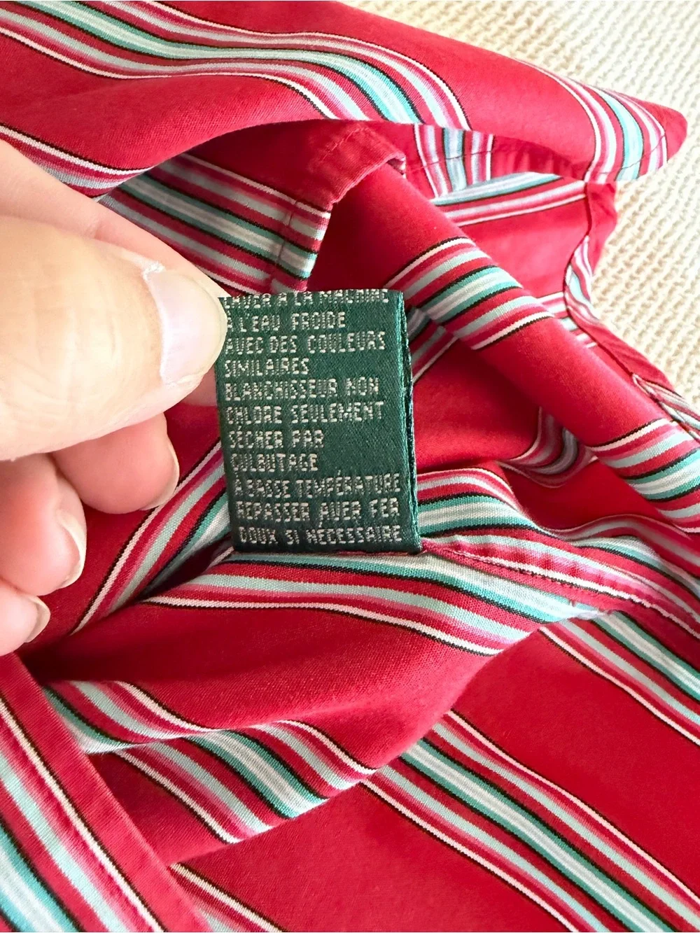 Vintage Ralph Lauren Y2K Striped Button-Up Shirt in Berry Red Quietluxury - Picture 8 of 8